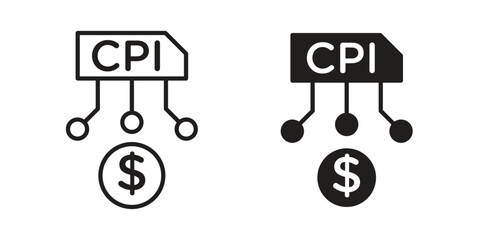 Consumer prices index icon in flat and liner trendy style for app ui designs