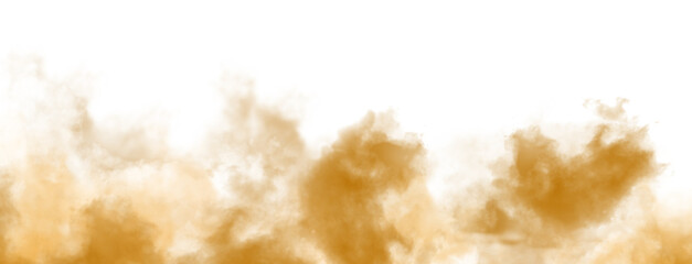 Abstract grey and dark brown smoke effect isolated on transparent background, rising fog vapor or fire steam overlay, graphic design element