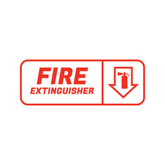 Fire Emergency Vector Icon - Flat Style Fire Extinguisher Label