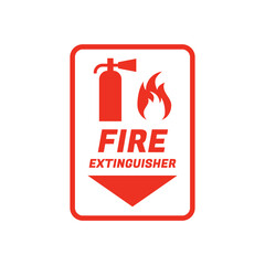 Fire Emergency Vector Icon - Flat Style Fire Extinguisher Label