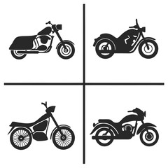 Obraz premium Set of motorcycle icons silhouettes featuring various bike illustration