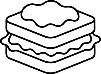 Minimalist Lasagna Slice Line Drawing – Layered Pasta Icon Illustration