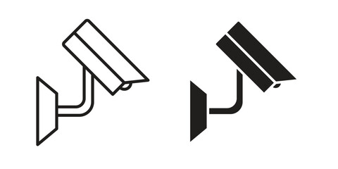 CCTV icon in flat and liner trendy style for app ui designs