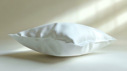 pillow with fabric folds, floating on white surface, visually balanced mockup, crisp and modern