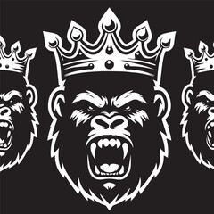 gorilla logo vector wearing a crown