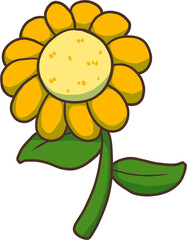 Bright Sunflower Illustration in Cute Style