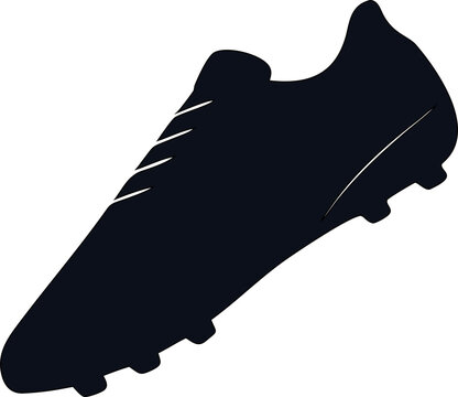 Football cleat icon vectorised in silhouette form for use in sport brand designs.