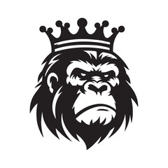 gorilla logo vector wearing a crown