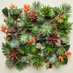 Fototapeta premium Colorful Succulent and Tropical Plant Arrangement