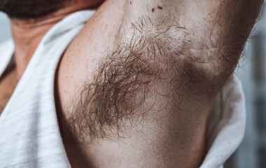 Fototapeta premium A close up of a man's armpit hair
