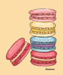 Stack of Colorful Macarons Illustration