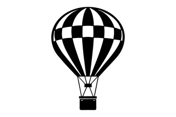 Obraz premium Colorful Patchwork Hot Air Balloon with Dangling Basket – Whimsical Sky Art