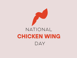 National Chicken Wing Day Poster – Stylized Red Wing and Bold Text on Light Pink Background
