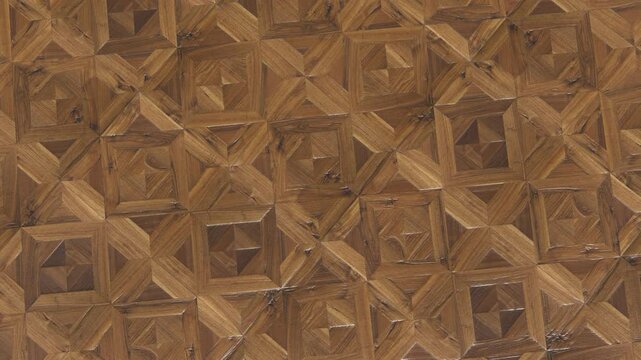 Carved wooden surface forming starlike decorative geometric texture.