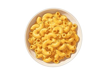 Delicious Mac and Cheese Cartoon Illustration Creamy Pasta, op View Mac and Cheese Comfort Food Cartoon for Packaging Design