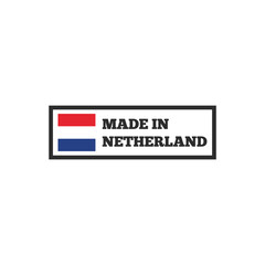 Clean vector badge with text “Made in Netherlands” and Dutch flag design