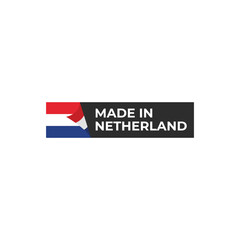 Clean vector badge with text “Made in Netherlands” and Dutch flag design