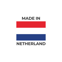Clean vector badge with text “Made in Netherlands” and Dutch flag design