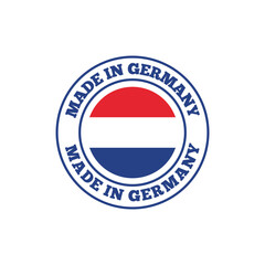 Clean vector badge with text &ldquo;Made in Netherlands&rdquo; and Dutch flag design
