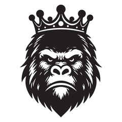 gorilla logo vector wearing a crown