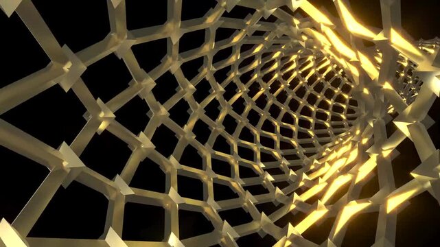 glow yellow gold tunnel able to loop endless