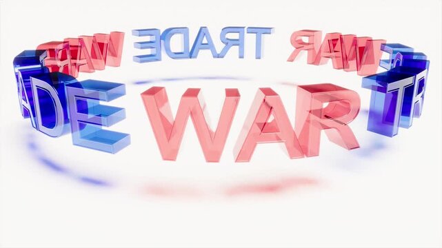 tariff trade war color glass text on white bg