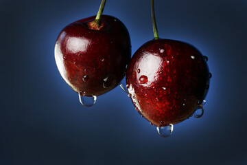Ripe delicious vinya berry with drops of water. 