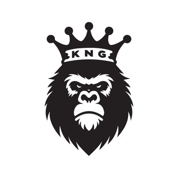 gorilla logo vector wearing a crown