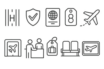 Packaging linear icon set. box, envelope, bag icons in outline style collection