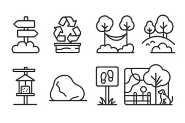 Nature and outdoor line icon set. eco, forest, camping icons in outline style