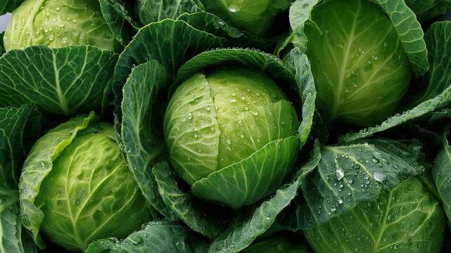 Cabbage Patch Bounty: A close-up captures a collection of vibrant cabbages. with each crisp, green head, offering a visual feast of textures and tones.
