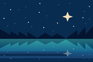 Fototapeta premium stars twinkling over a still lake at night