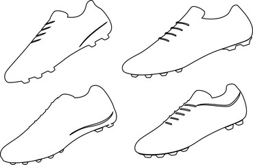Minimalist soccer cleat outline icon set for logos, apps, or team branding.