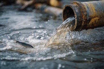 Polluted water flowing into river