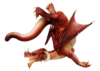 3D Rendering Fairy Tale Dragon on White