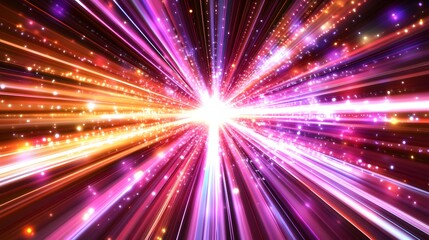 Vibrant radiating lines of light and particles.