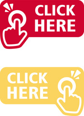 Click here button click icon. Vector illustration.