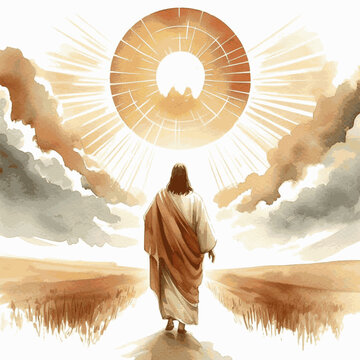 Jordan River Light Jesus Christ isolated watercolor vector illustration svg