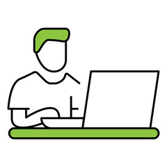 Flat Vector Icon Of Studying Student Character