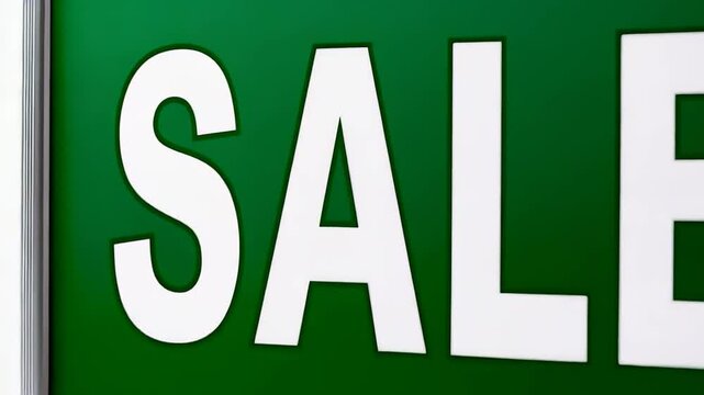 A striking sale sign with bold letters is displayed prominently, enticing shoppers with appealing discounts in a modern retail space.