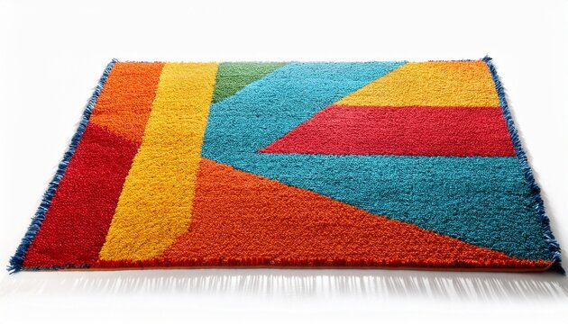 modern colorful rectangular carpet front view rug on white background cut out home decor contemporary style vibrant colors artistic design