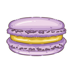 Elegant Purple Macaron with Cream Filling Illustration