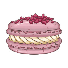 Holiday Macaron with Cinnamon and Snowflake Illustration