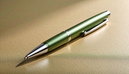 Green Writing Pen Lying on a Textured Surface for Business or Educational Use