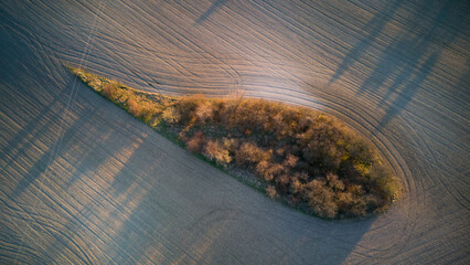 plowed field from a bird's eye view