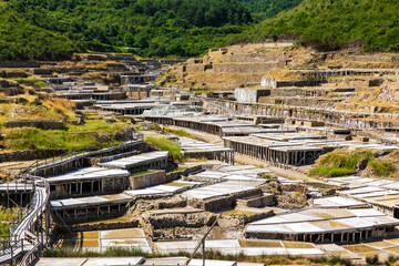 Traditional Terraced Salt Pans Dating Back to Roman Times at the Salinas de Añana in the Spanish...