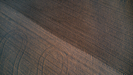plowed field from a bird's eye view