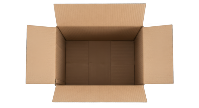 Empty cardboard box waiting for contents