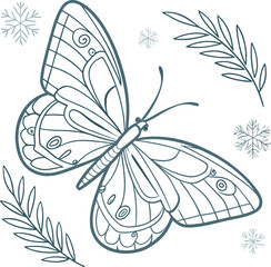 Colorful butterfly vector illustration with delicate wings on a blue background, embodying nature's beauty and the essence of summer