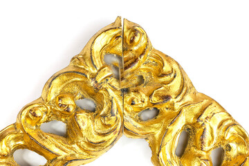 Decorative gold frame for decoration of paintings, posters, photographs.
